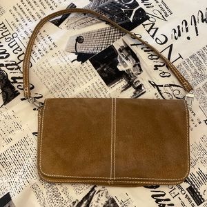 Vintage brown suede shoulder bag